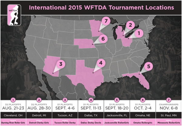 International 2015 WFTDA Playoffs and Championships Locations